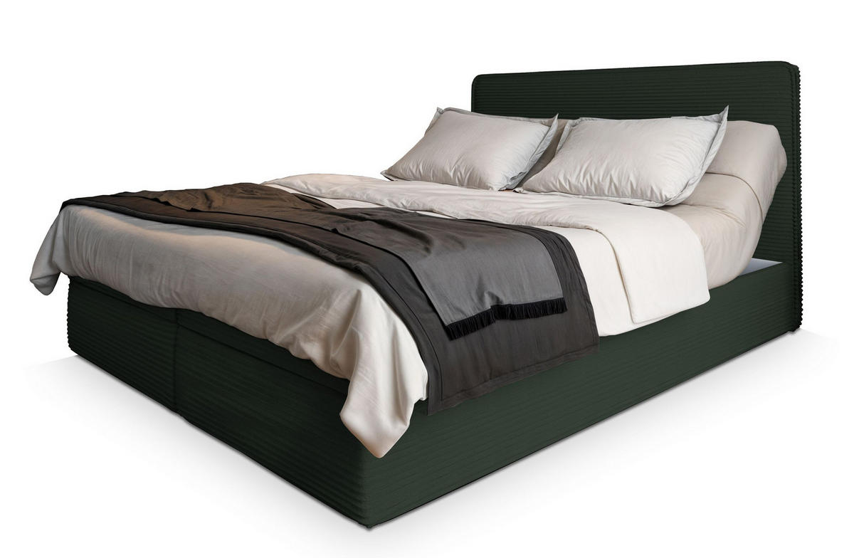 BOXBETT ASTOR 160x200 cm mit Matratze und Topper - Grün - Grün, Holz (160/200cm) - MASSENO