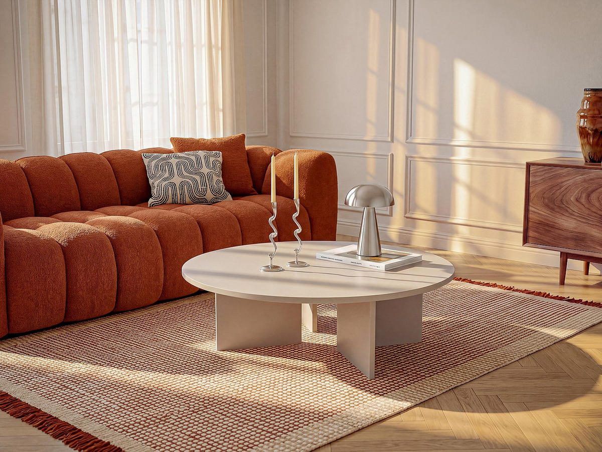 COUCHTISCH - 90 cm x 90 cm - holz - beige Topania - Beige, Holz (90/90/31.4cm) - Vente-Unique