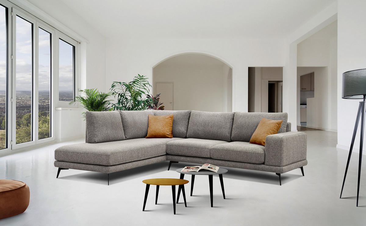 ECKSOFA MEDIOLANE 5-Sitzer, taupe - Taupe, Holzwerkstoff/Textil (219/282cm) - Courtois Laville