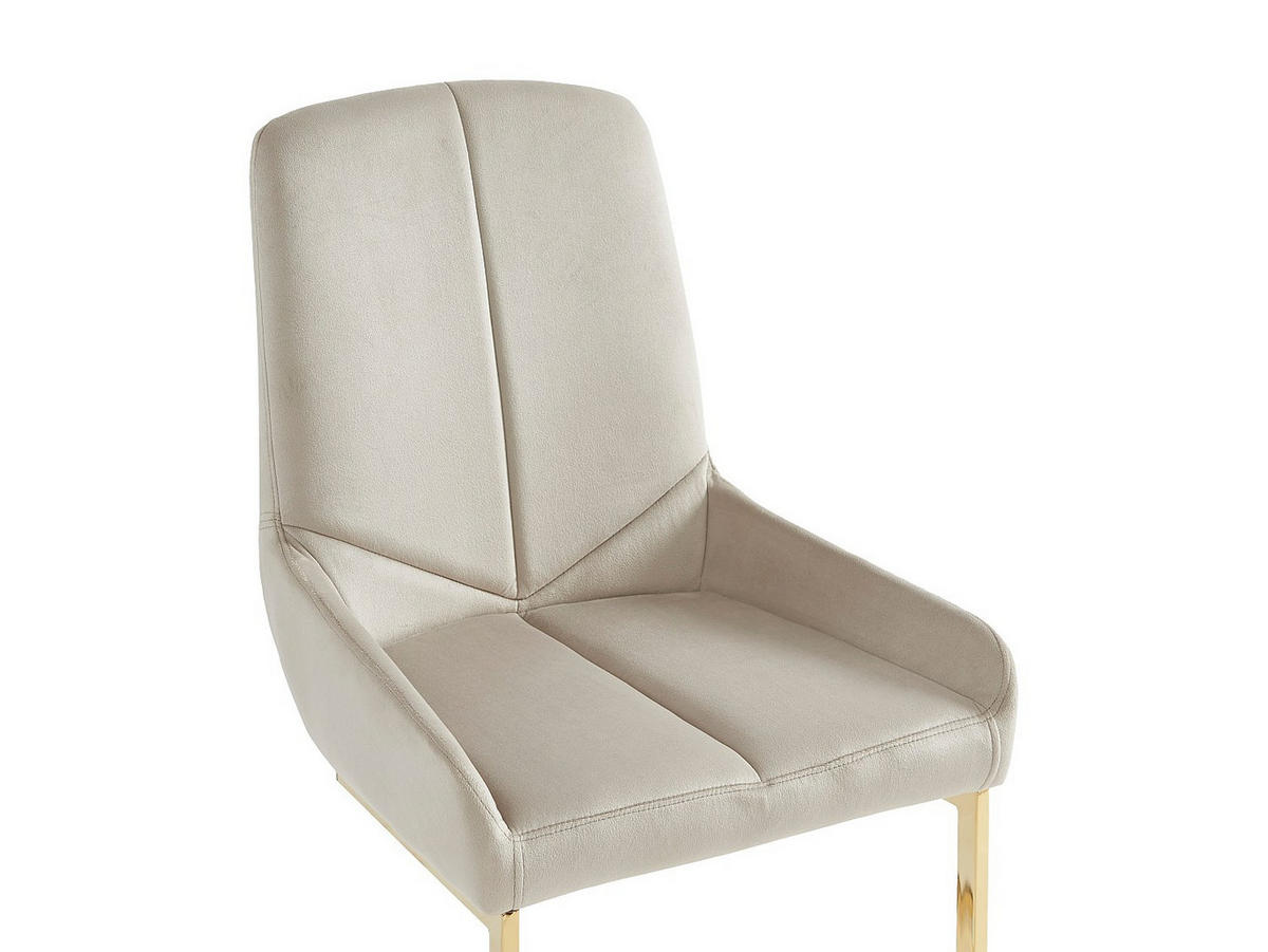 STUHL 2er-Set - Samt & goldfarbenes Metall - Beige - BERLONA - Beige, Textil (53/96/58cm) - Vente-Unique