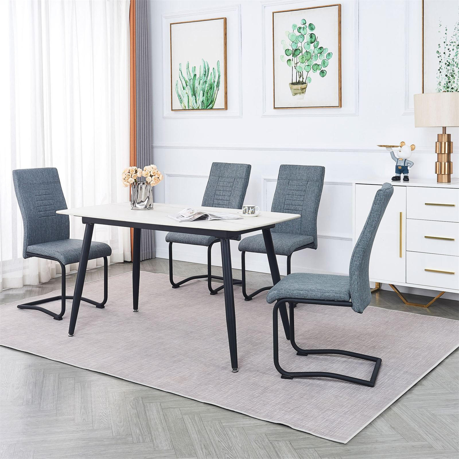 ESSZIMMERSTUHL ALBA 4ER-SET - Schwarz/Grau, Textil (43/98/60cm) - CARO-Möbel