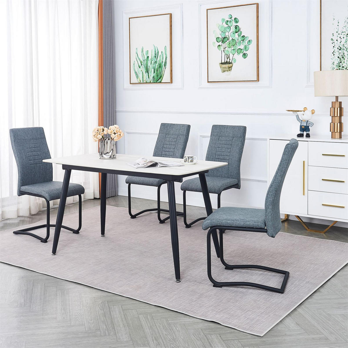 ESSZIMMERSTUHL ALBA 4ER-SET - Schwarz/Grau, Textil (43/98/60cm) - CARO-Möbel