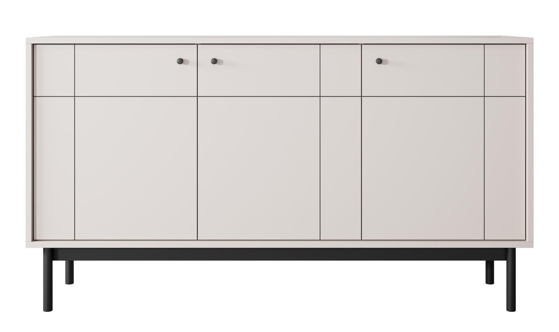 SIDEBOARD Japandies Greige 154 cm - Beige/Schwarz, Holz/Holzwerkstoff (153.5/83.5/39cm) - Selsey