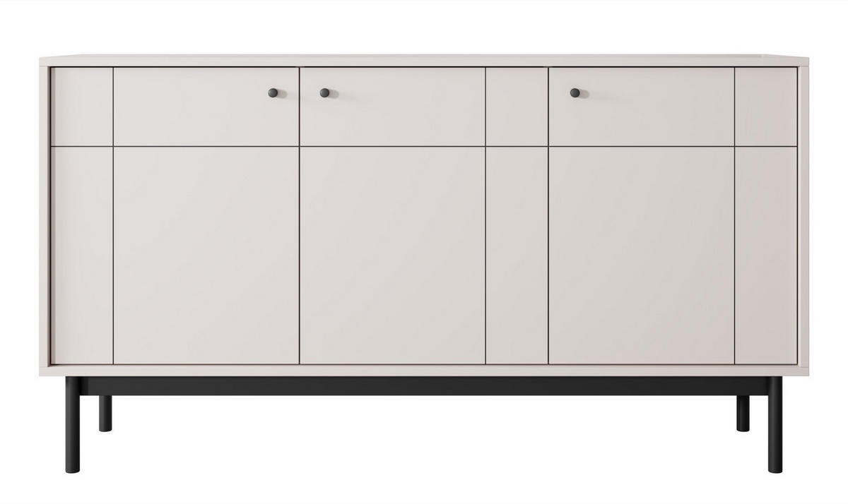 SIDEBOARD Japandies Greige 154 cm - Beige/Schwarz, Holz/Holzwerkstoff (153.5/83.5/39cm) - Selsey