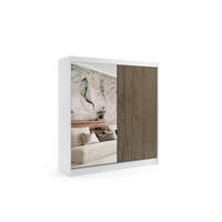 KLEIDERSCHRANK VILAN mit Spiegel - 200 cm - Weiß|Eiche Wotan - Eiche Wotan/Weiß, Holzwerkstoff (200/215/61cm) - ALTDECOR