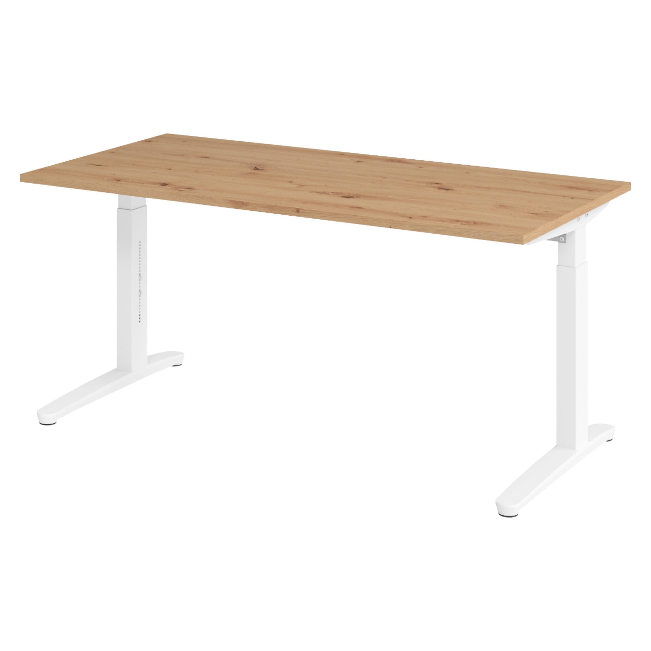 bümö Schreibtisch Wildeiche, Weiß 160x74x80 cm