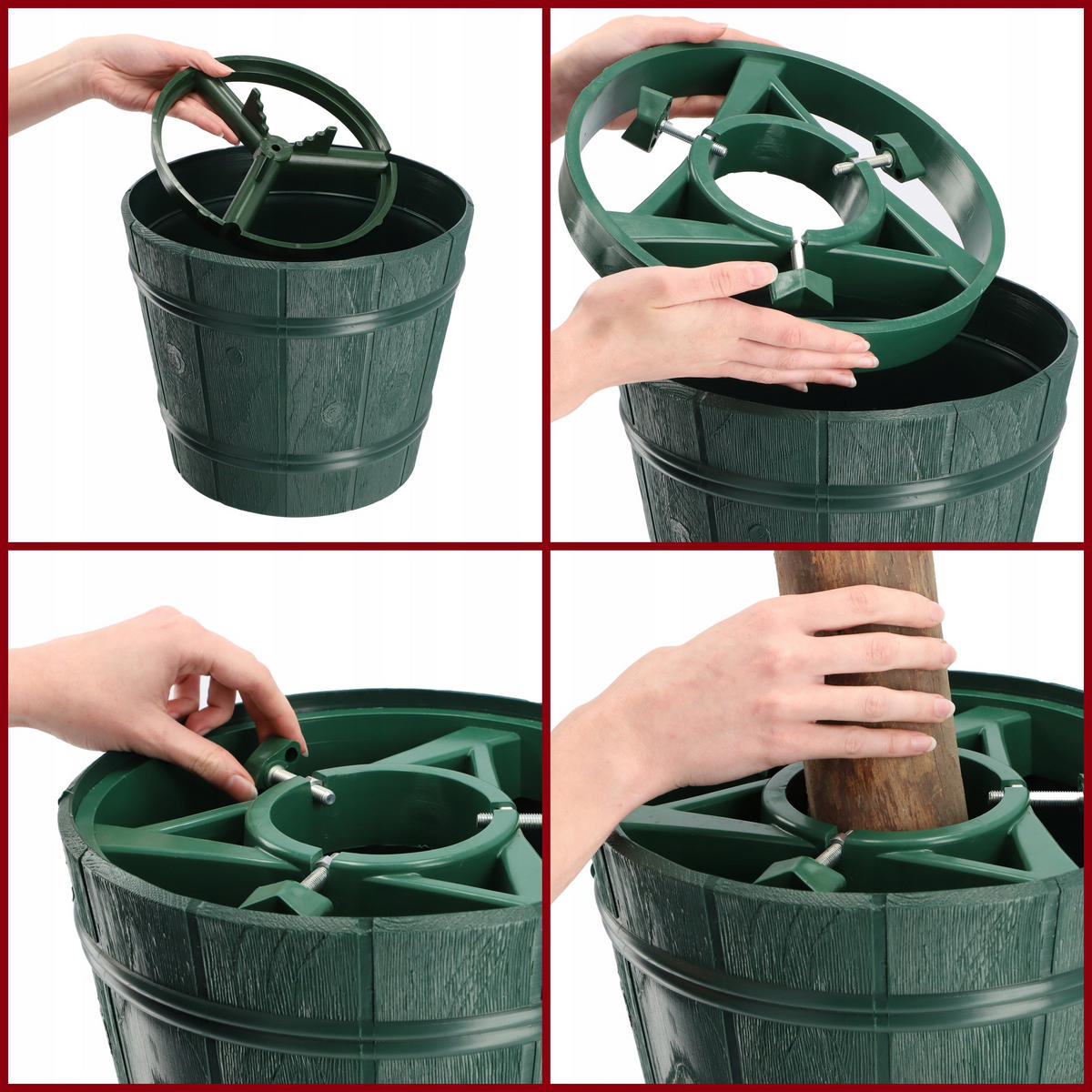 KADAX Weihnachtsbaumständer für einen echten Weihnachtsbaum, Topfbaum 2,4 m - Grün, Kunststoff (24.5cm) - KADAX