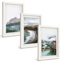 BILDER SET 3er Set - 20x30 cm Weißer Rahmen - Holzhaus an Bergstränden - Weiß, Kunststoff (20/30cm) - TULUP