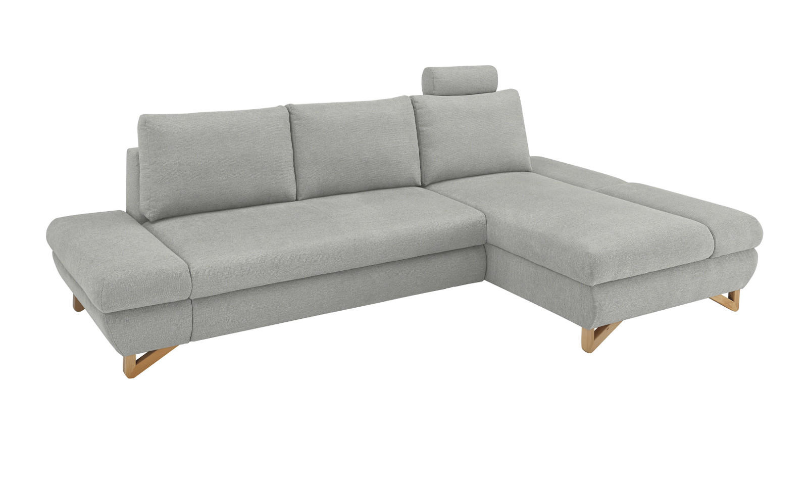 ECKSOFA hellgrau Struktur-Stoff, Wohnzimmer Sofa - Hellgrau, Holz/Textil (284/166cm) - Furn.Design