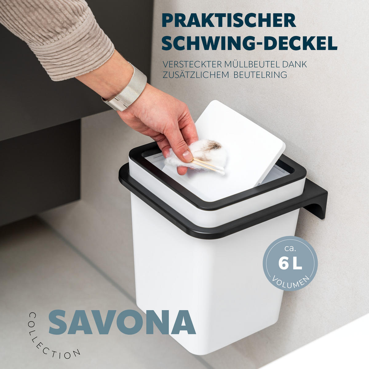 KOSMETIKEIMER SAVONA 6 Liter, weiß - Weiß, Kunststoff (18/25/18cm) - bremermann