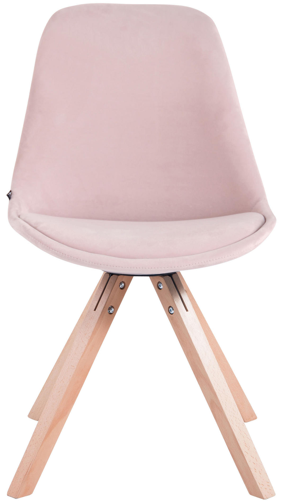 STUHL Samt pink - Pink/Eukalyptusholzfarben, Holz/Textil (48/84/56cm) - CLP