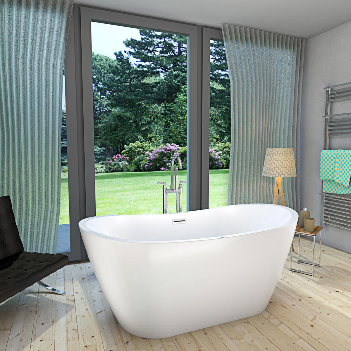 WHIRLPOOL freistehend F13 Armatur AF03 - Weiß, Glas/Kunststoff (80/72/180cm) - AcquaVapore by Sandra Jentho