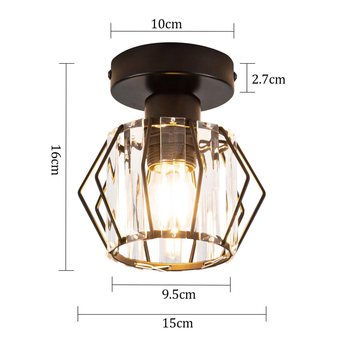 LED-DECKENLEUCHTE Tyrris 15/16/15 cm - Schwarz, Metall (16/15/15cm) - ZMH