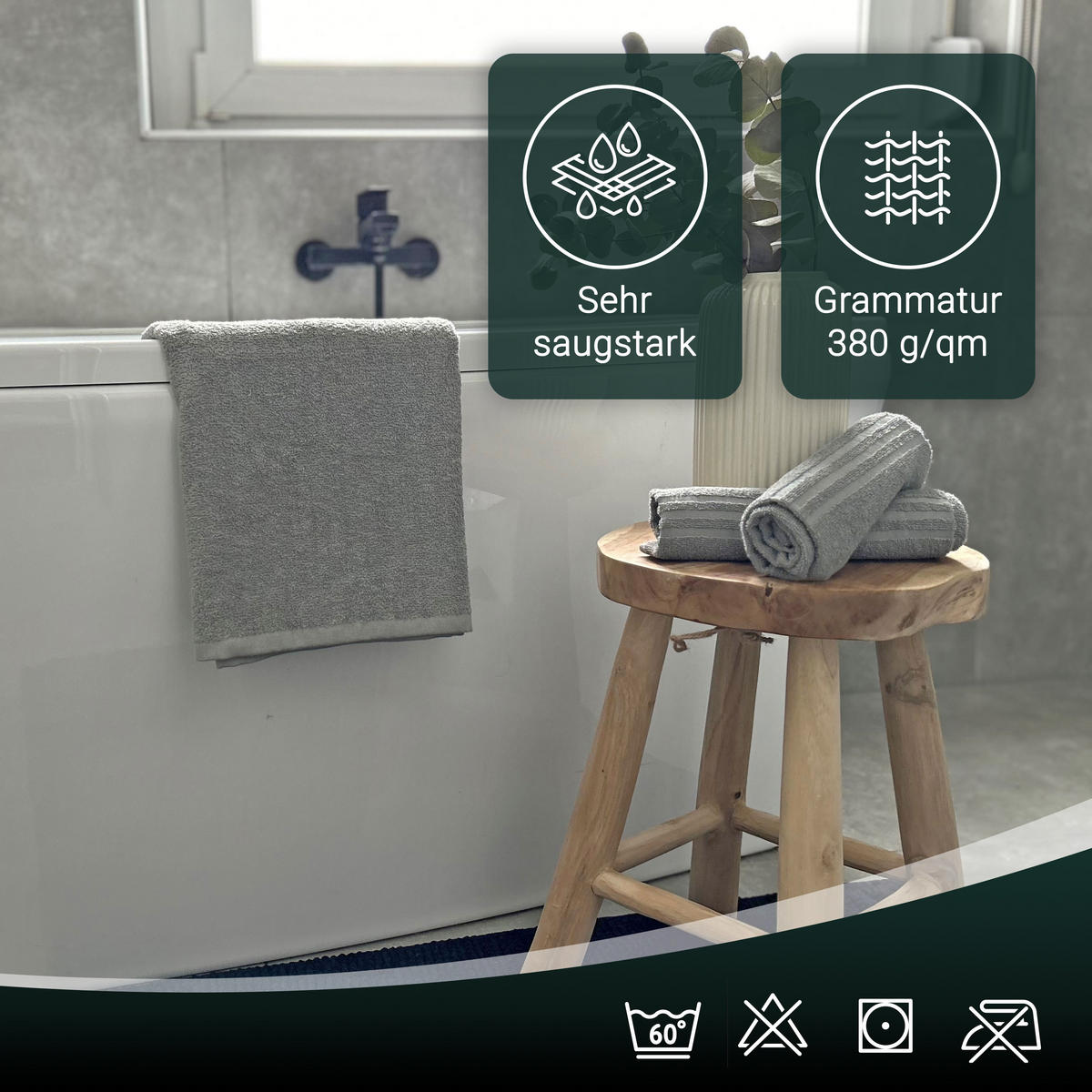 HANDTÜCHER, 6er-Set, 50x70 cm, 100% Baumwolle, Grau - Grau, Textil (50/70cm) - Zollner