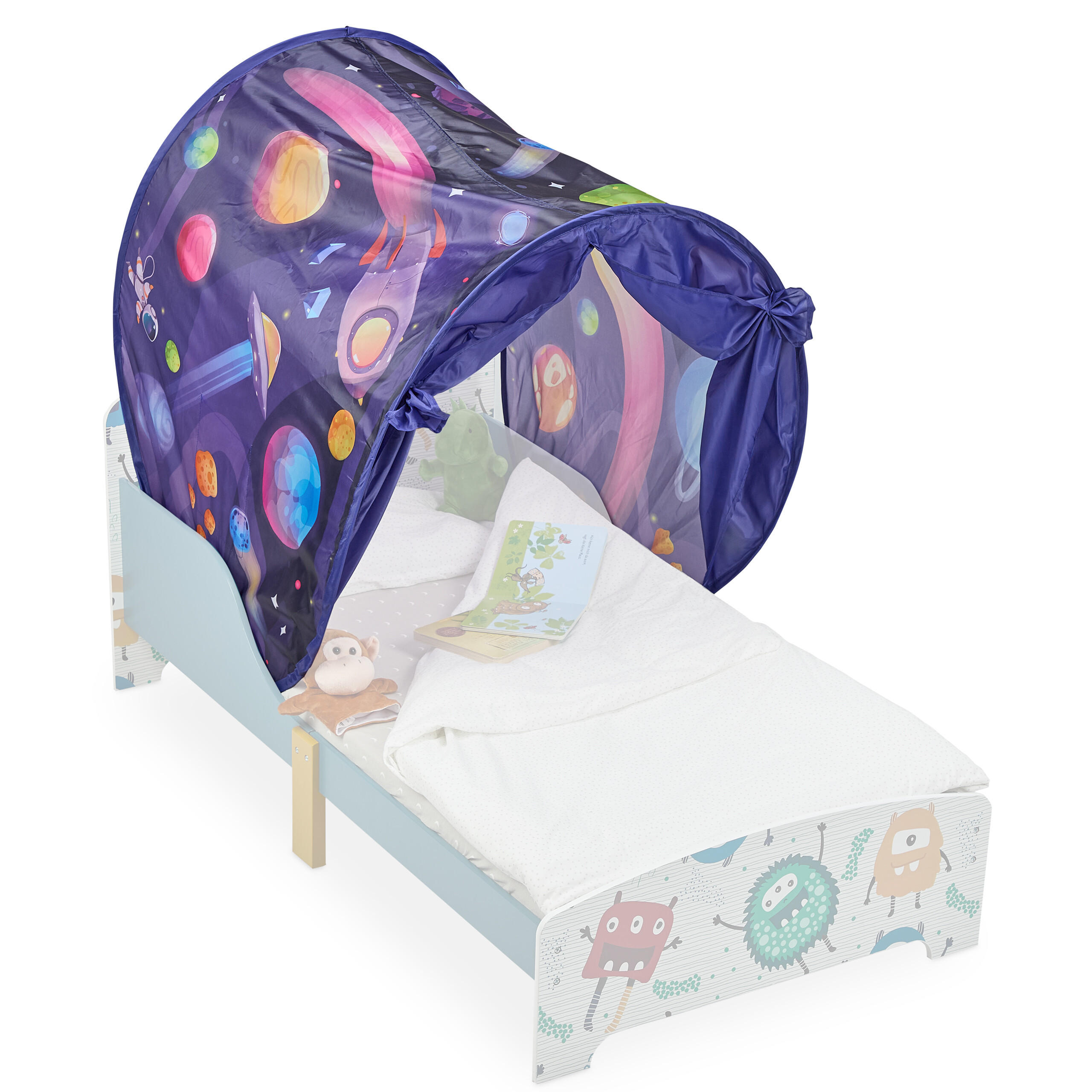 BETTZELT Bunt Kinder Pop-up Polyester 220x79 cm - Dunkelblau, Textil - Relaxdays