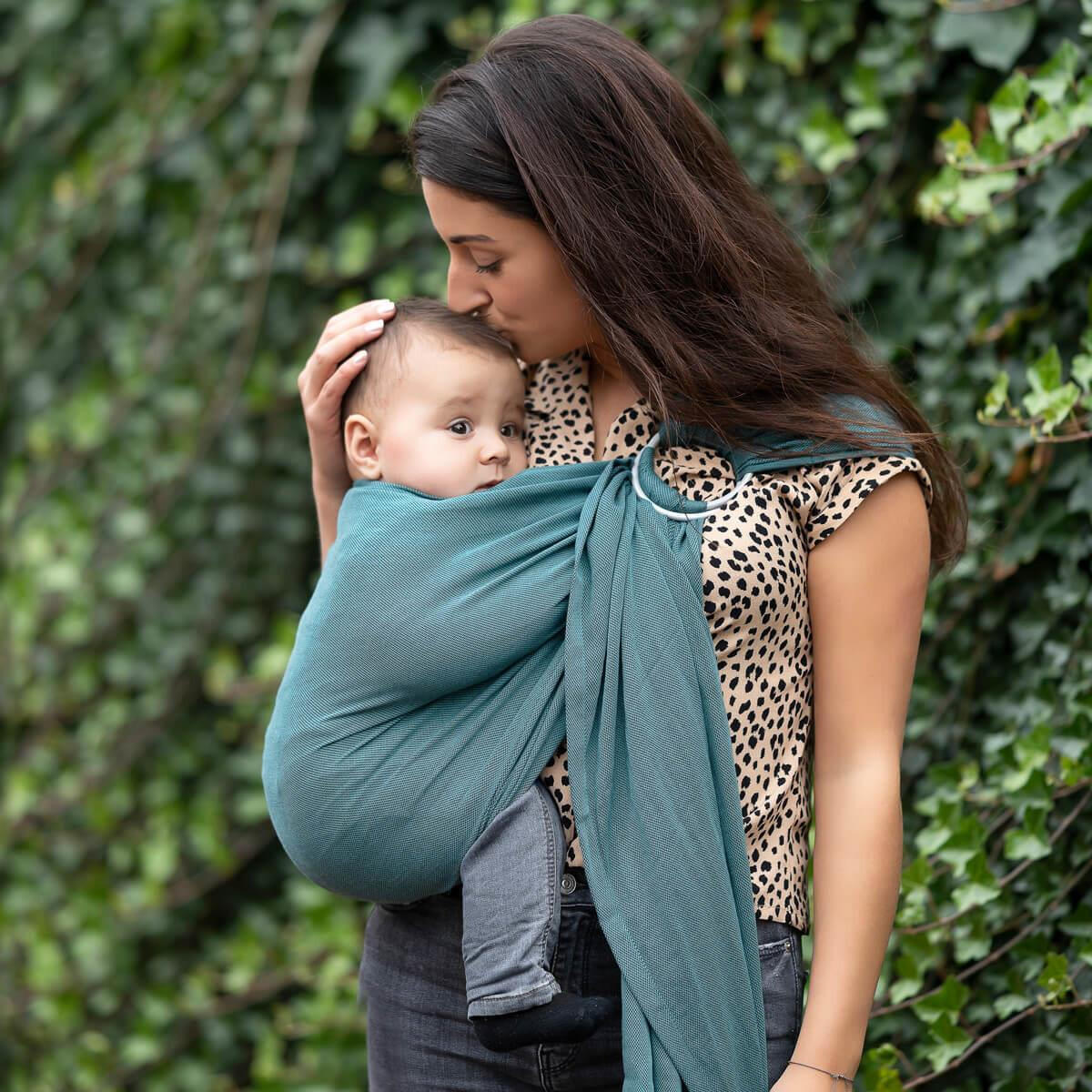 BABYTRAGETUCH Ring-Sling ultraleicht - Waldgrün, Textil (70/0.1/200cm) - Hoppediz