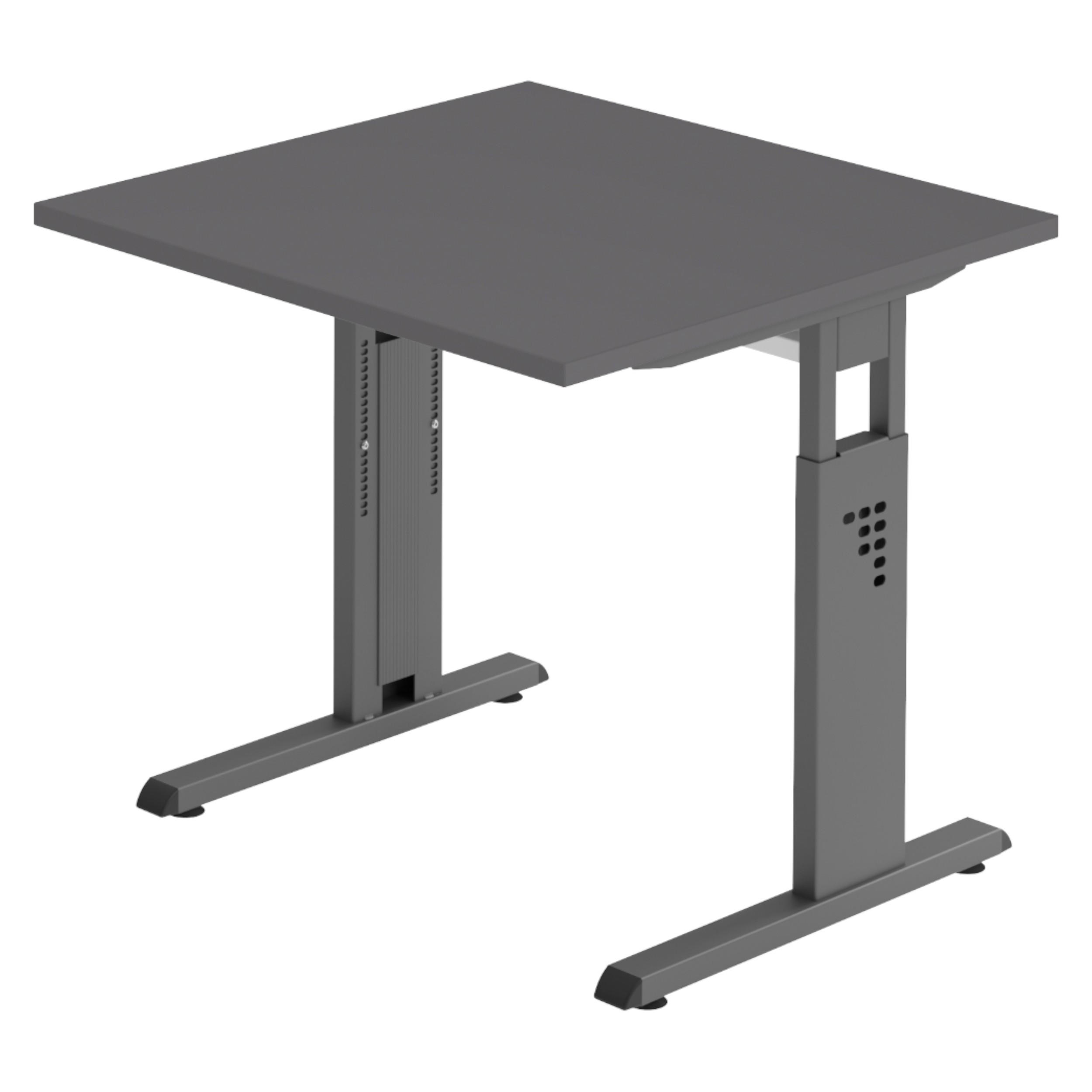 SCHREIBTISCH Serie-O 80/80/74 cm in Graphitfarben/Graphitfarben - Graphitfarben, Holzwerkstoff (80/80/74cm) - bümö