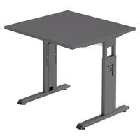 SCHREIBTISCH Serie-O 80/80/74 cm in Graphitfarben/Graphitfarben - Graphitfarben, Holzwerkstoff (80/80/74cm) - bümö