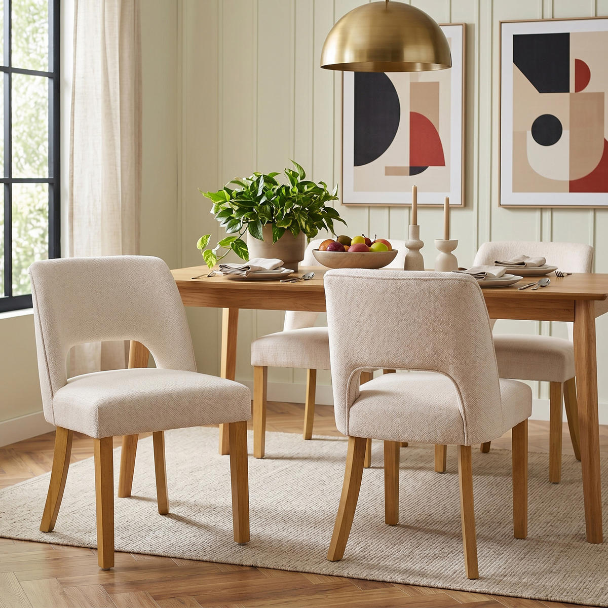 ESSZIMMERSTÜHLE 2er Beige Leinen Massivholz modern - Beige, Naturmaterialien (50/81/58cm) - FLIEKS