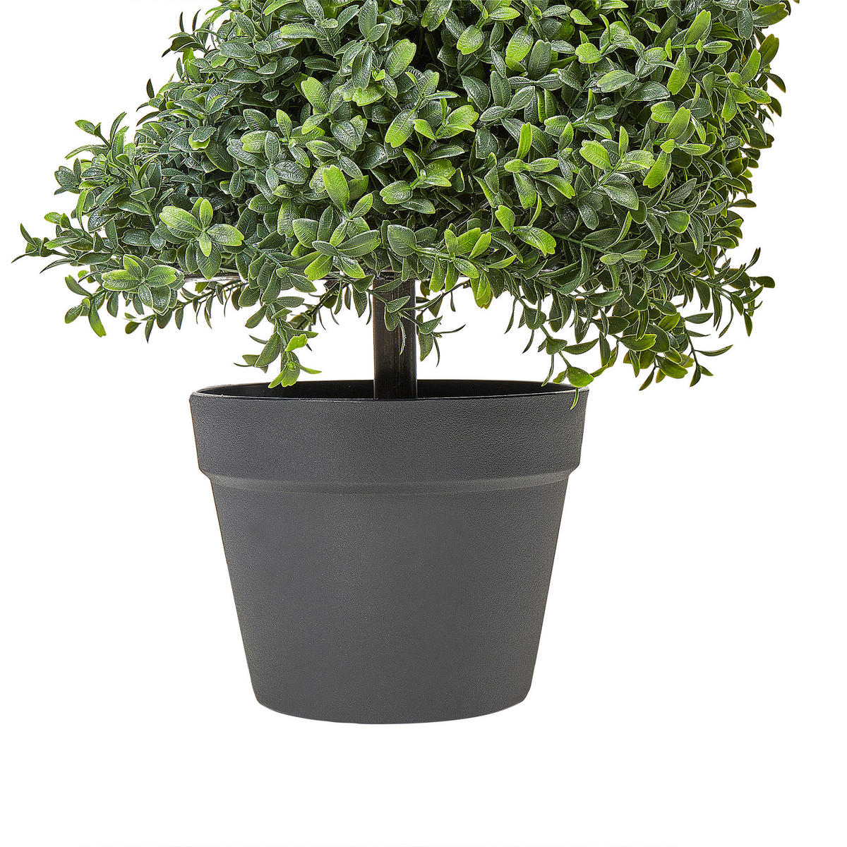 KUNSTPFLANZE im Blumentopf 158 cm Grün/Schwarz Buxus Spiral Tree - Schwarz/Grün, Kunststoff (158cm) - Beliani