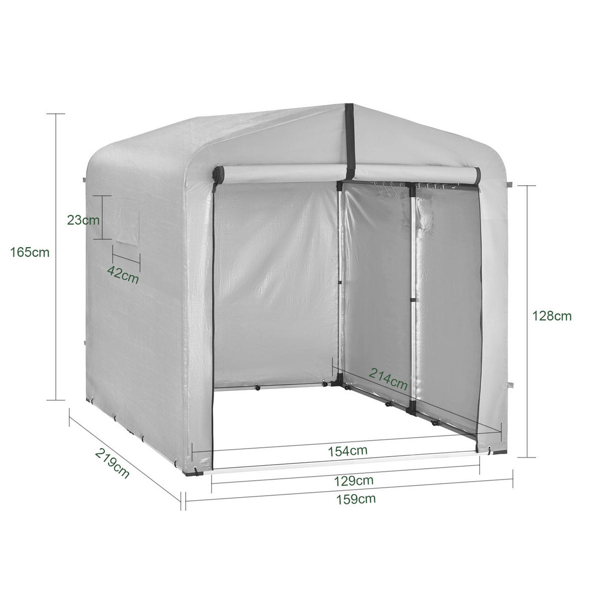CYKELGARAGE Grå 165x219x159cm - Silverfärgad, Plast (159/165/219cm) - SoBuy