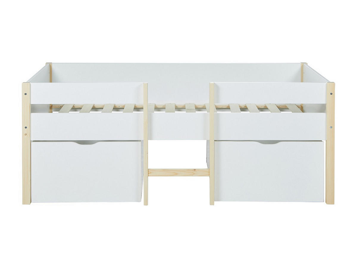 KINDERBETT ZEPHIR / SPIELBETT 90x190 cm + 2 Schubladen + Lattenrost / Weiß & Naturlack - Multicolor, Holz/Holzwerkstoff (90/190cm) - Weber Industries