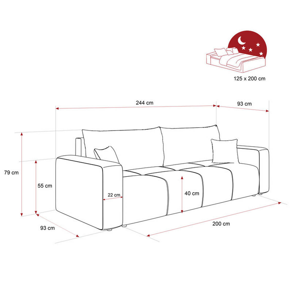 SCHLAFSOFA PEDRO mit Bettkasten Beige - Beige, Holzwerkstoff/Textil (244/79/93cm) - Idohome