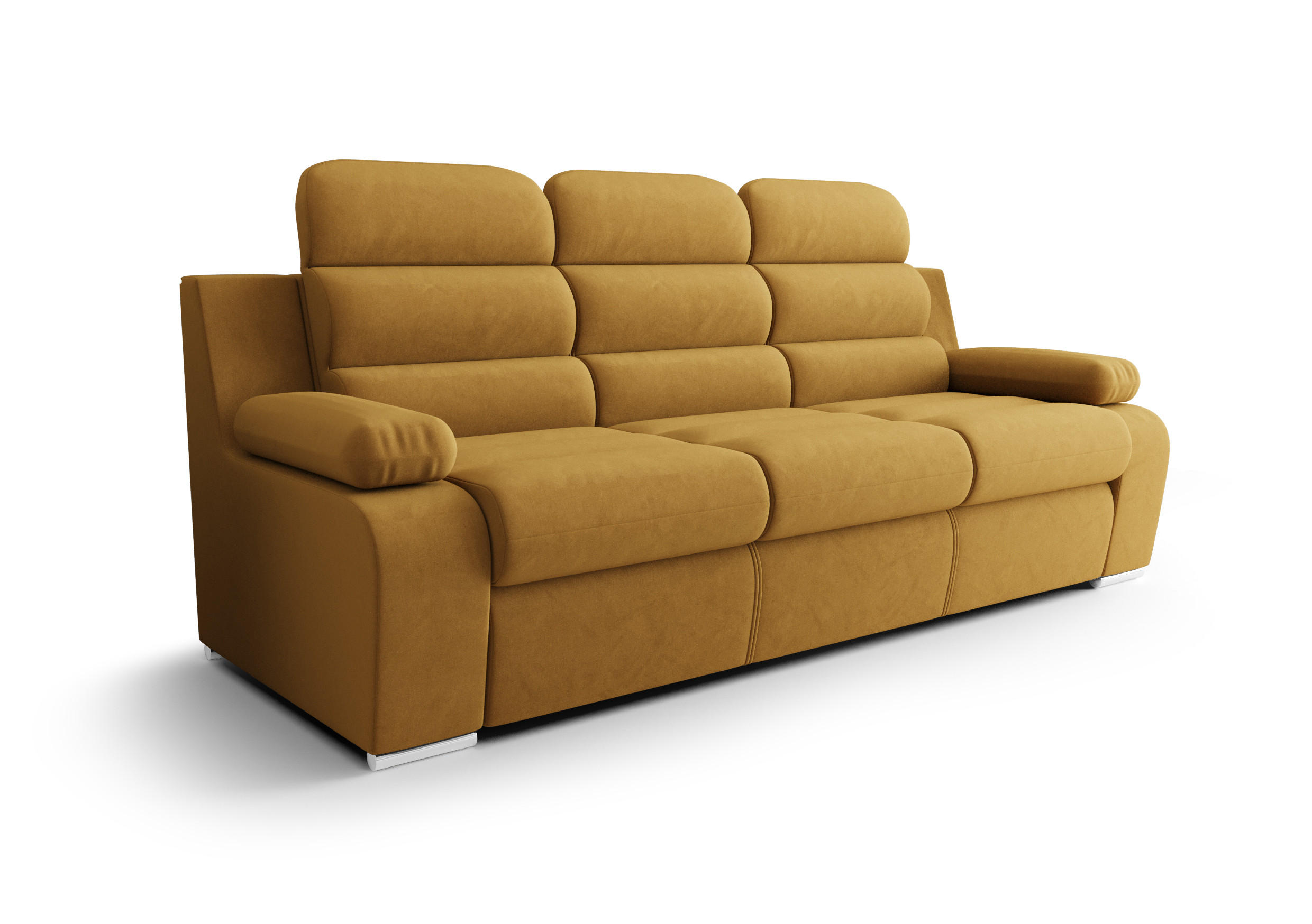 SCHLAFSOFA AMBER, mit Schlaffunktion und Bettkasten, Farbe: Hellbraun, Velourstoff - Hellbraun, Textil (238/103/96cm) - O-Sofa
