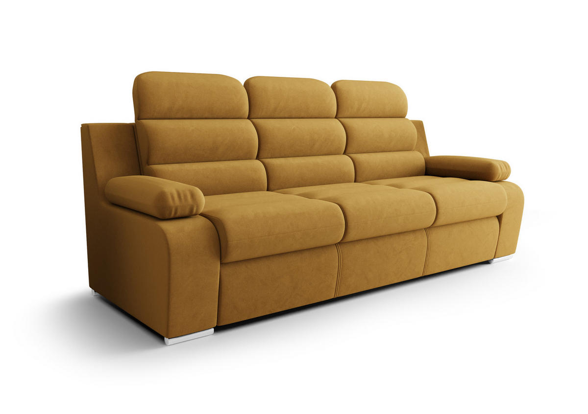 SCHLAFSOFA AMBER, mit Schlaffunktion und Bettkasten, Farbe: Hellbraun, Velourstoff - Hellbraun, Textil (238/103/96cm) - O-Sofa
