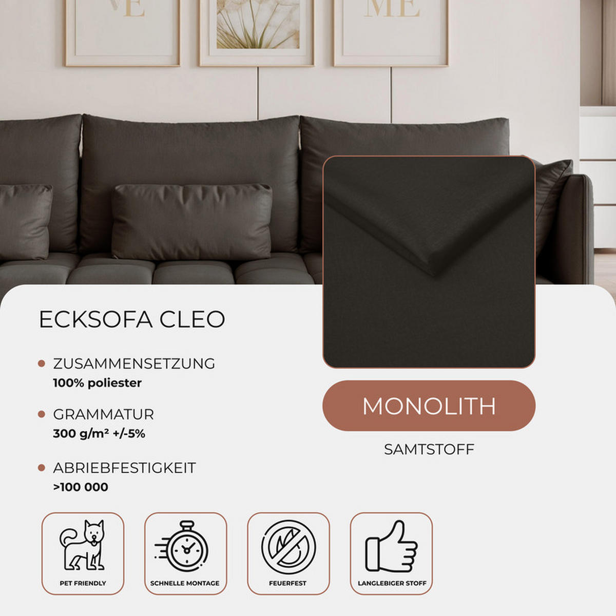 ECKSOFA CLEO mit Schlaffunktion und Bettkasten Dunkelbraun - Dunkelbraun, Holzwerkstoff/Kunststoff (245/180cm) - Idohome