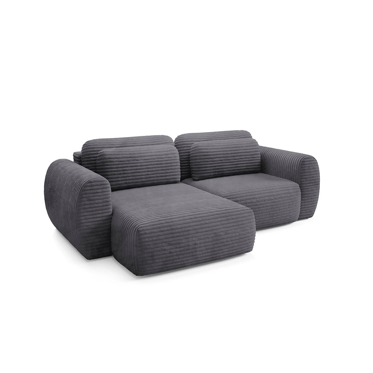 ECKSOFA Camilla 3 Sitzplätze Dunkelgrau - Grau, Holz (270/165cm) - Petits-meubles