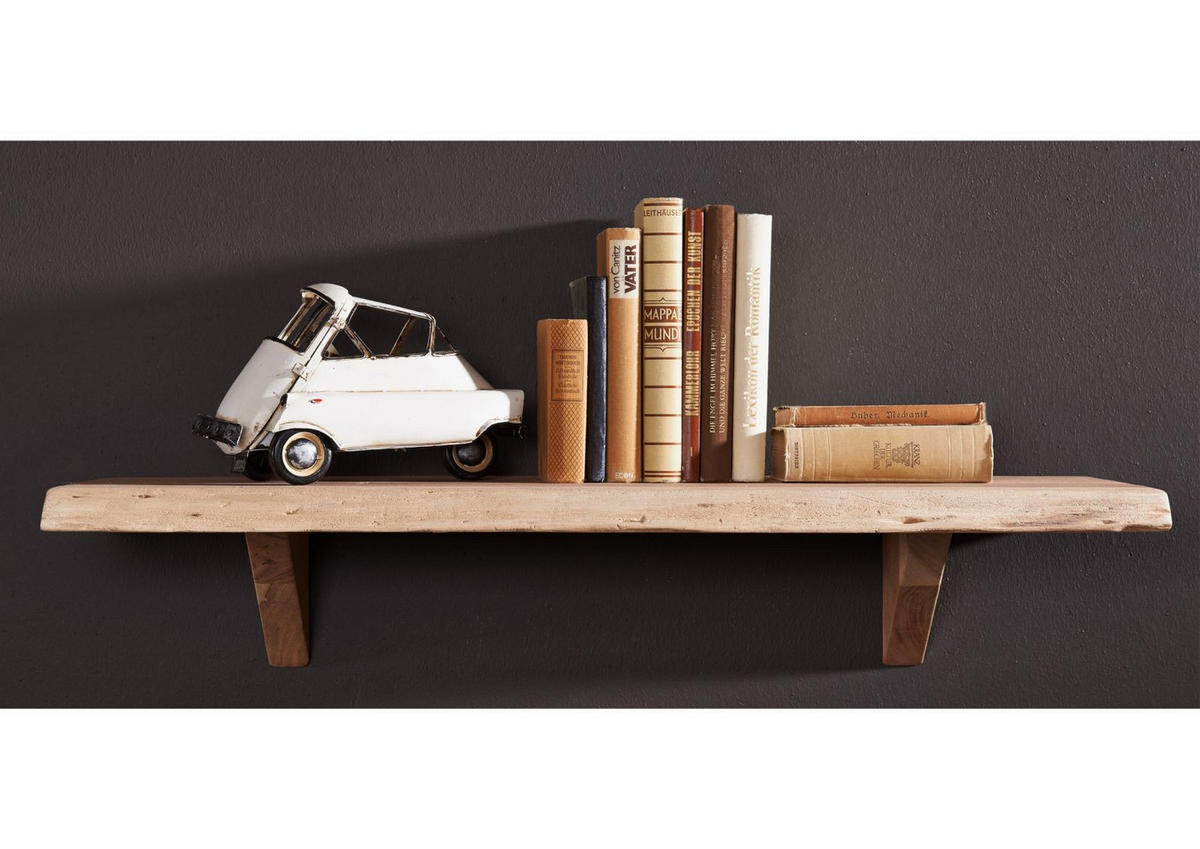 WANDREGAL Akazie 90x30x18 Natural Stone lackiert FREEFORM #138 - Beige, Holz (90/18/30cm) - Massivmoebel24