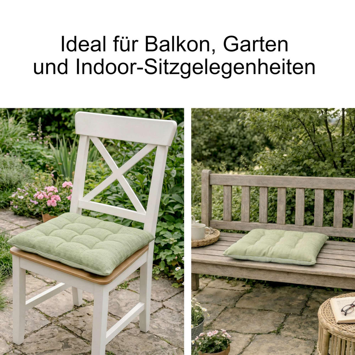 SITZKISSEN 4er Sparset FRESHSTRIPE4ER - Grün, Textil (40/40/5cm) - Tom Tailor