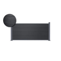 VERBUNDZAUN 4 m STOCKHORN, H. 90 cm, auf grauer Sockelplatte - Grau, Holzwerkstoff (200/90cm) - Casanoov