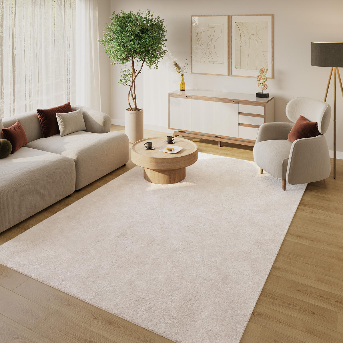 KURZFLORTEPPICH LUMI creme kuschelweich waschbar 80/150 cm - Creme, Textil (80/150cm) - Tapiso