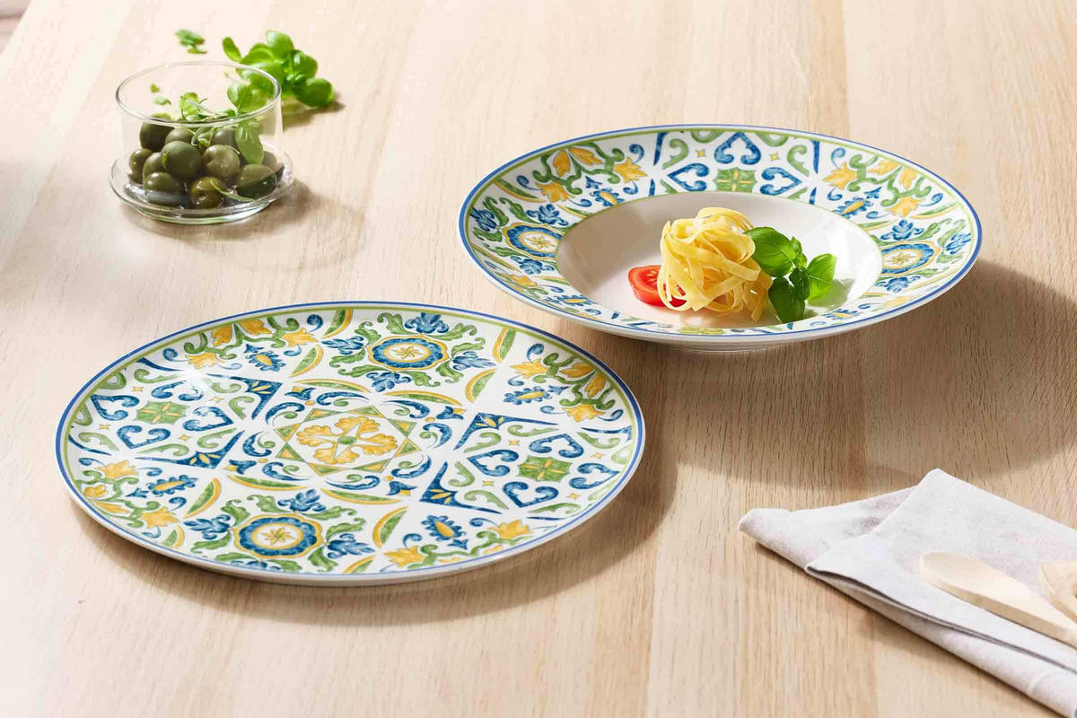 PIZZA & PASTA SET Roma Verde grün 8er Set - Grün, Keramik (1/1/1cm) - Ritzenhoff Breker