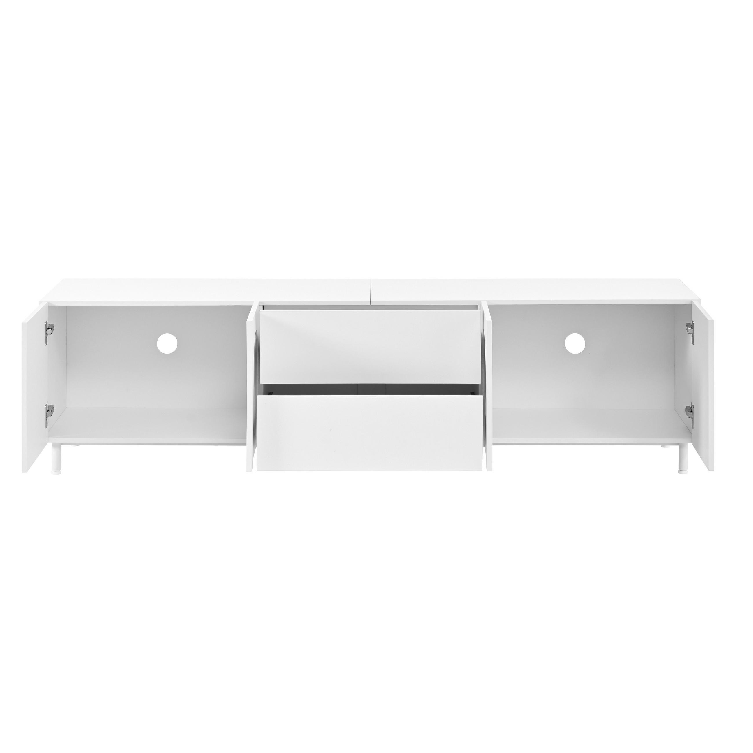 TV-SCHRANK 180/40/48 cm Weiß mit 4 Türen und 2 Schubladen - Weiß, Holzwerkstoff (180/48/40cm) - Oxeza