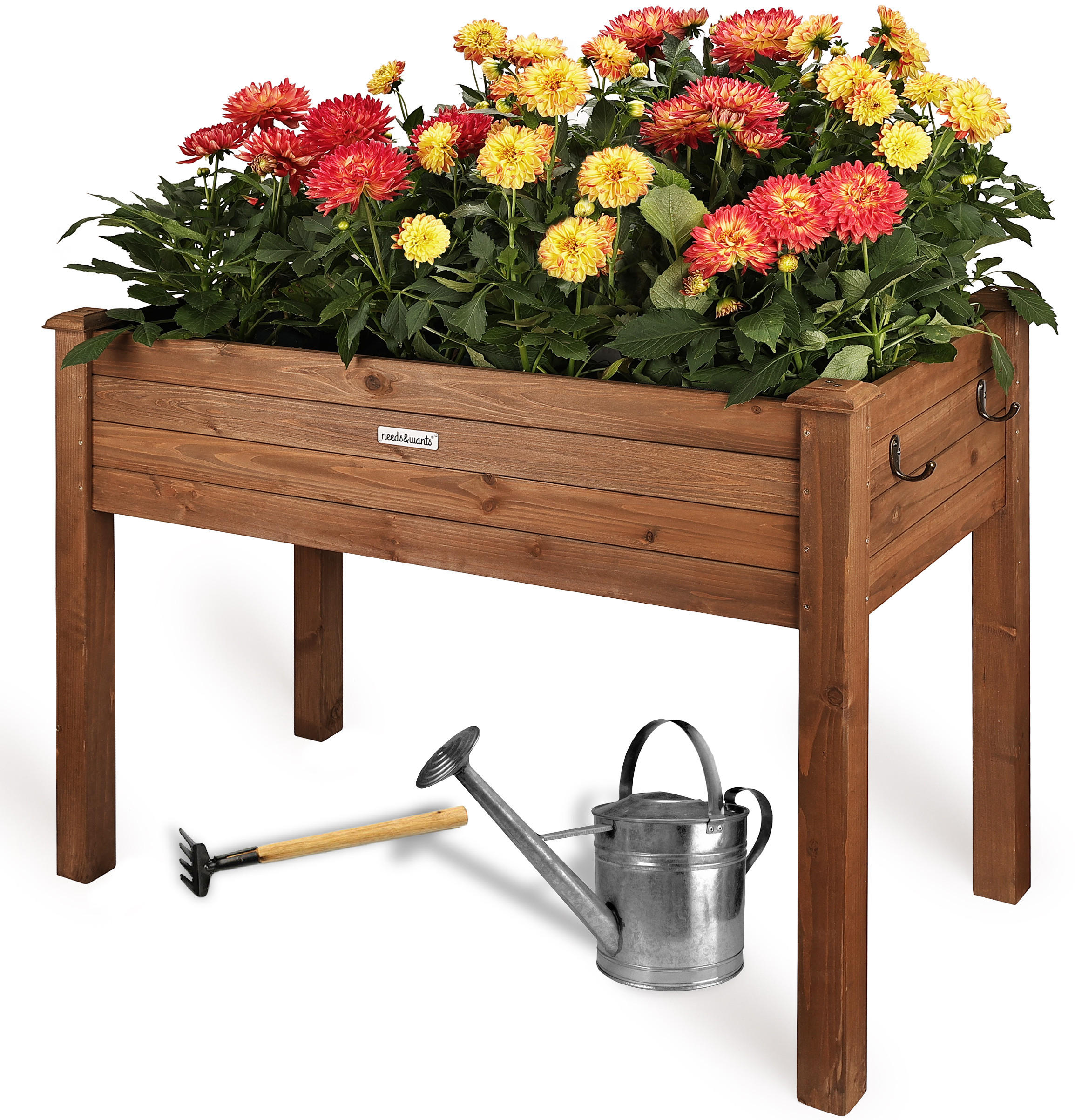 HOCHBEET aus Holz für Garten & Balkon, rechteckig mit Vlies-Folie - Braun, Holz (100/75/50cm) - needs&wants