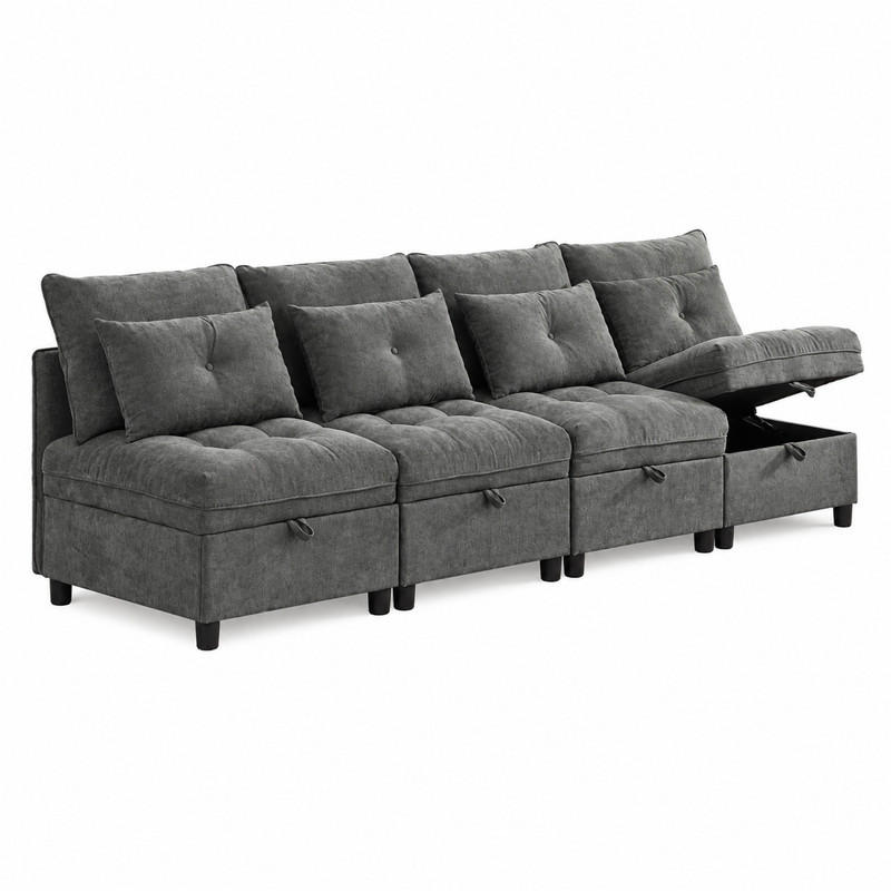 Meubliv Sofa Grau 76x87x274 cm