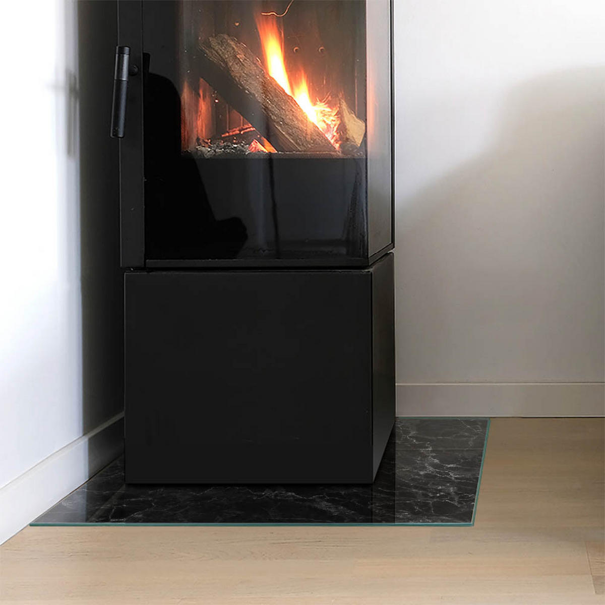 GLASPLATTE für Kamin 50x50 cm - Schwarz, Glas (50/50/0.4cm) - TULUP