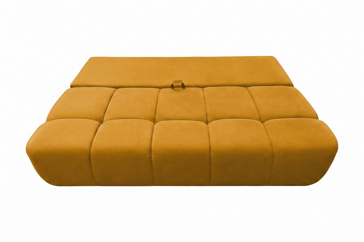 POHOVKA S funkcí spaní A úložným prostorem, sametová látka Bluvel, Zlatá, COCO - zlatá, dřevo (205/97/105cm) - Kaiser Möbel