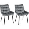 STUHL 2er Set Samt Dunkelgrau - Dunkelgrau/Schwarz, Textil/Metall (58/84/57cm) - CLP