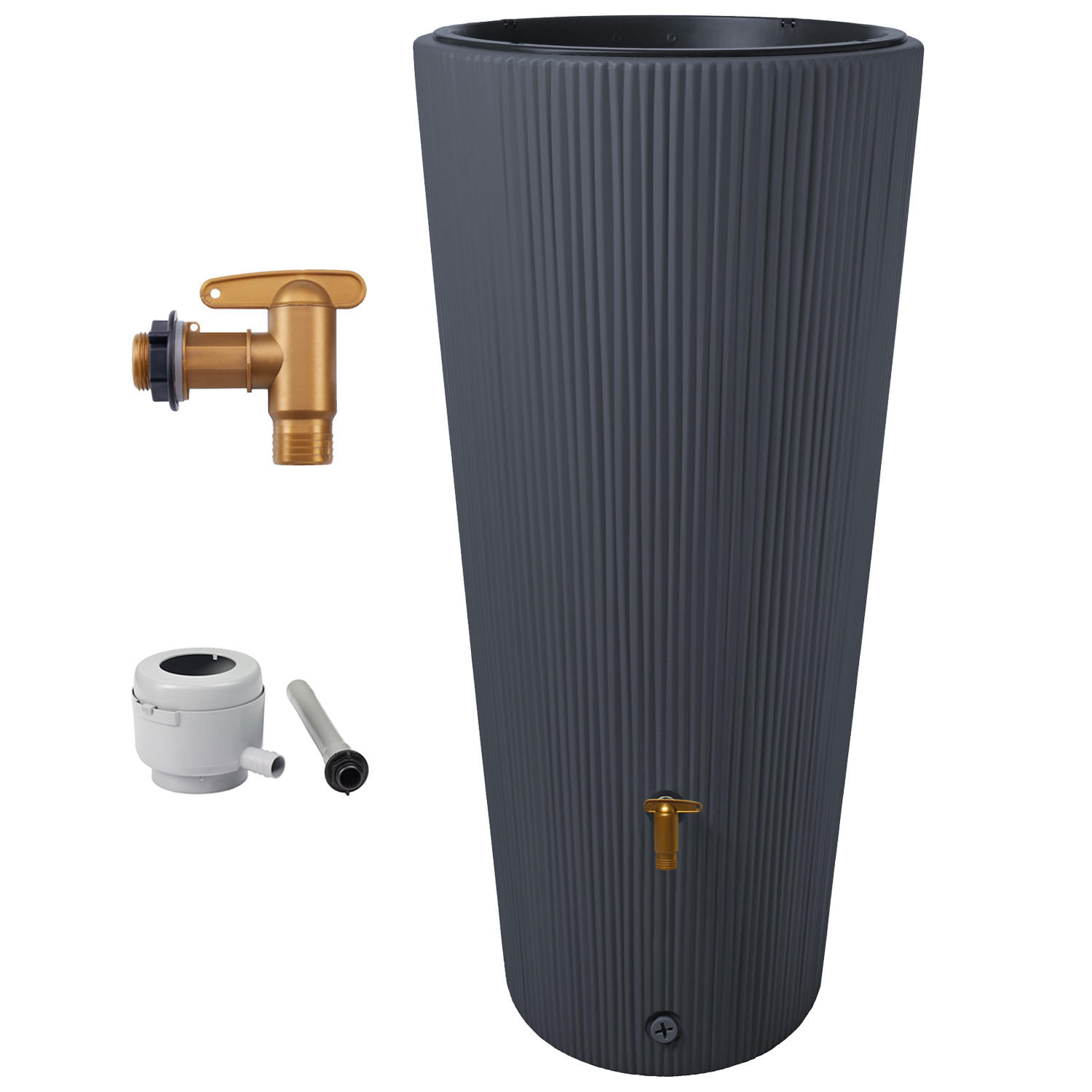 2IN1 Regentonnen Komplett-Set 220 L graphite grey - Grau, Kunststoff (58/120/58cm) - 4rain