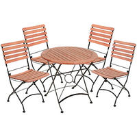 GARTEN-SITZGRUPPE Siri 5-teilig Rund Ohne Armlehne Gartenmöbel-Set - Hellbraun, Holz - DELUKE