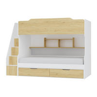 ETAGENBETT mit Stauraum - 90 x 190 cm - Weiß & Holzfarben - YALOVA - Naturfarben, Holz (99.5/235.1cm) - Vente-Unique