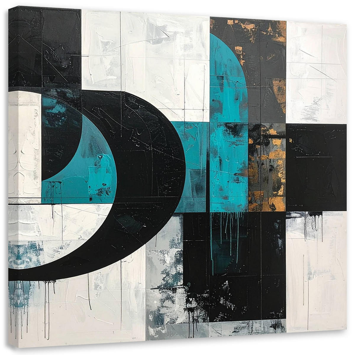 LEINWANDBILD 3D und geometrisch 40x40cm - Türkis, Textil (40/40cm) - Feeby