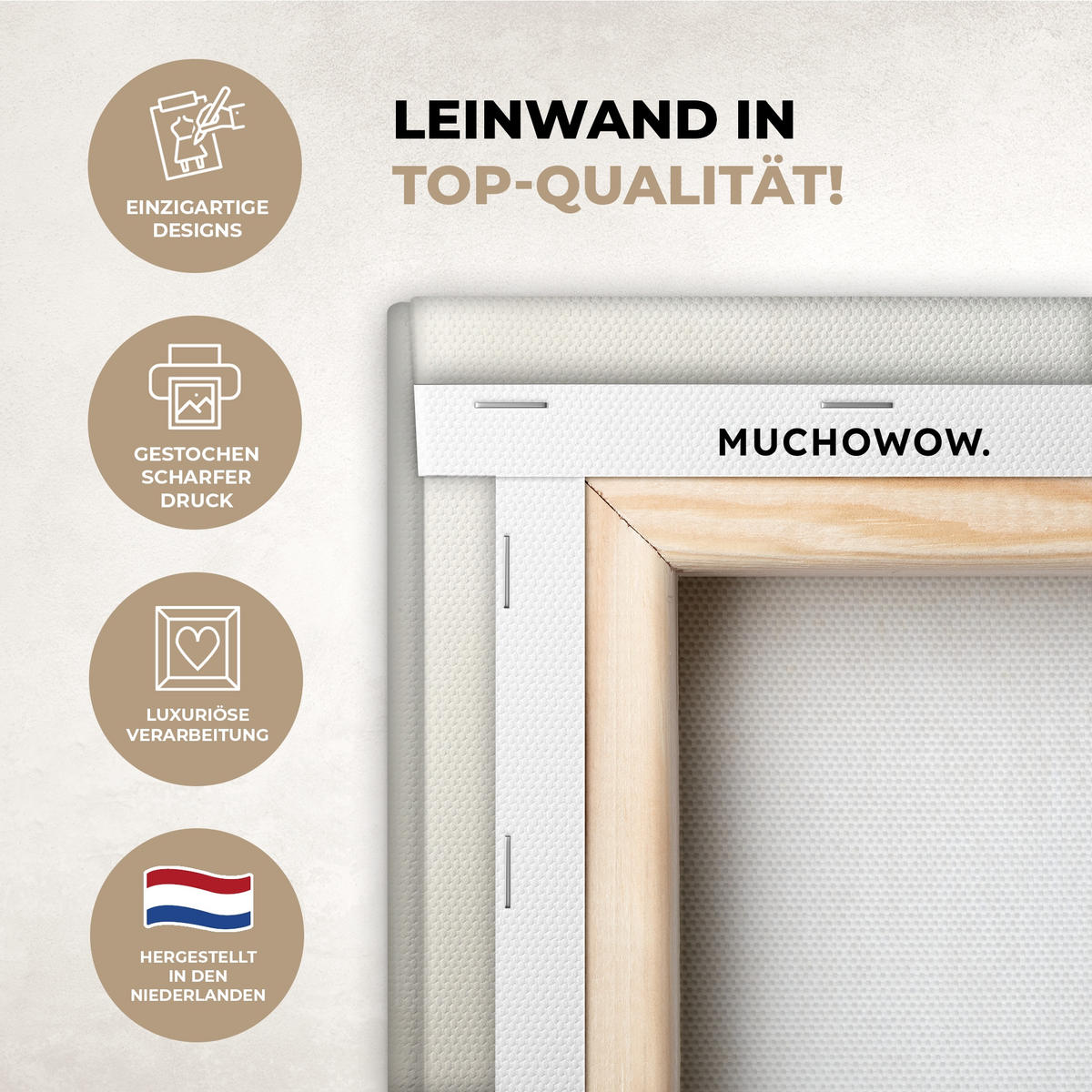 LEINWANDBILD Wabi sabi - Beige - Pflanze Wandbild Wohnzimmer 50x50 cm - Sandfarben, Textil (50/50cm) - MuchoWow