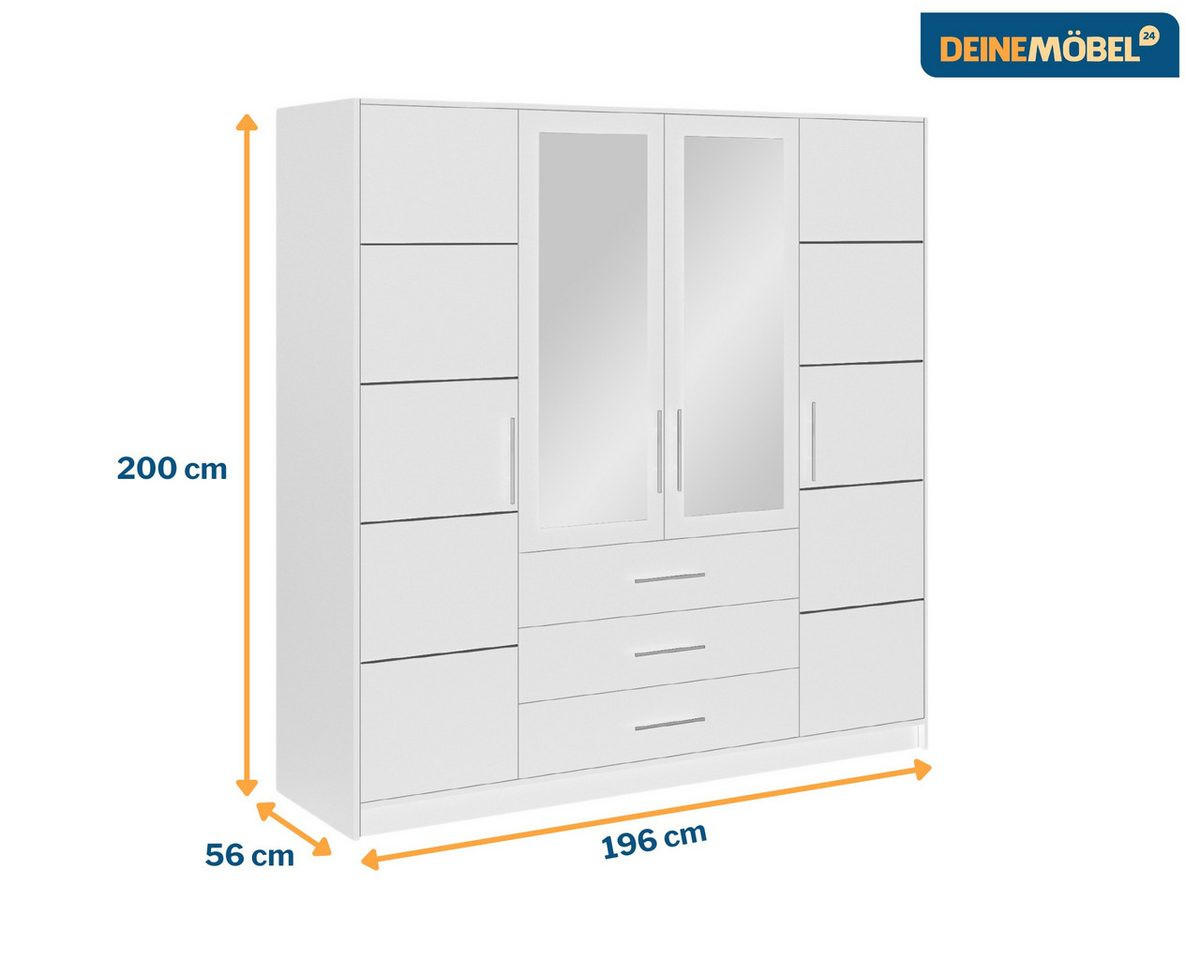 DREHTÜRENSCHRANK LABOO 196/245/58 cm in Weiß - Weiß, Holzwerkstoff (196/245/58cm) - Deine Möbel 24
