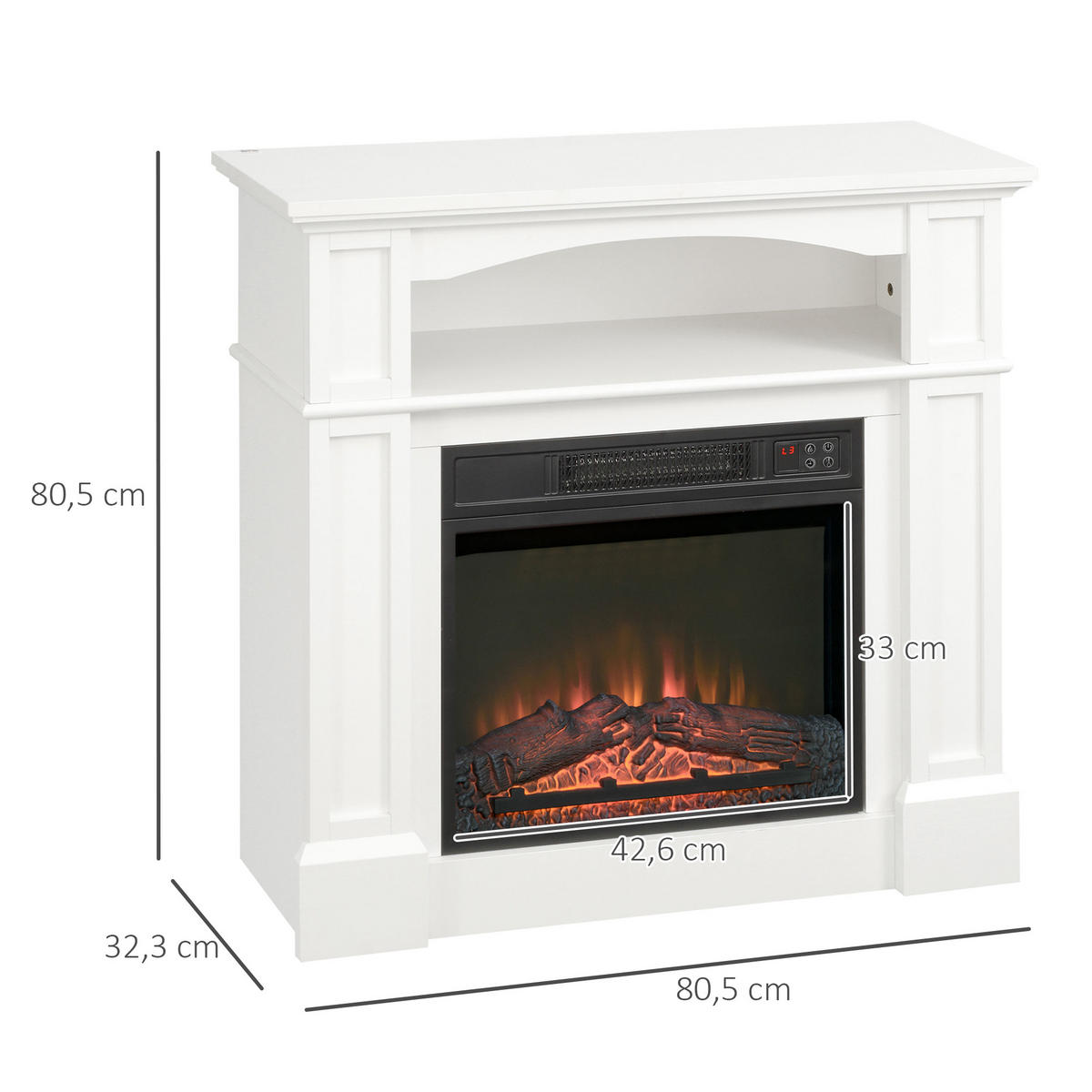 ELEKTROKAMIN 1800 W Standkamin mit Heizung, 3D LED-Flammeneffekt, Weiß - Weiß, Metall (32.3/80.5/80.5cm) - HOMCOM