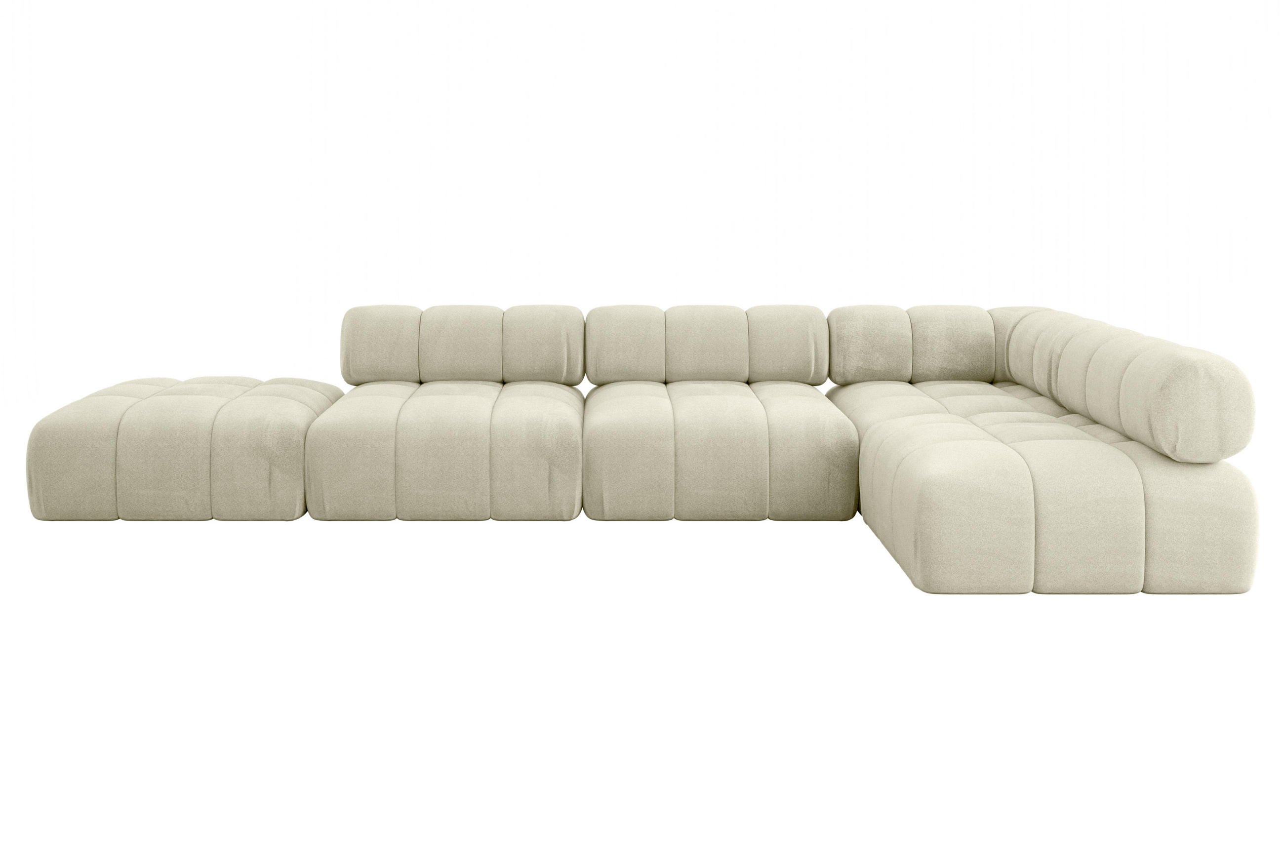ECKSOFA modulares Sofa Favio-L2 - 380x190x70 cm Beige Velours - Beige, Holzwerkstoff/Textil (380/190cm) - ALTDECOR